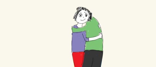 Two people hugging